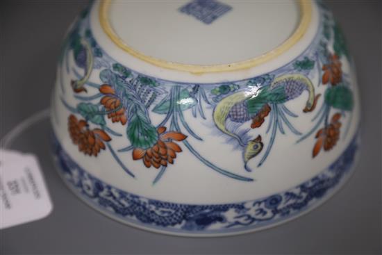 A good Chinese doucai duck and lotus bowl, Daoguang seal mark and of the period (1821-50), D. 16.5cm